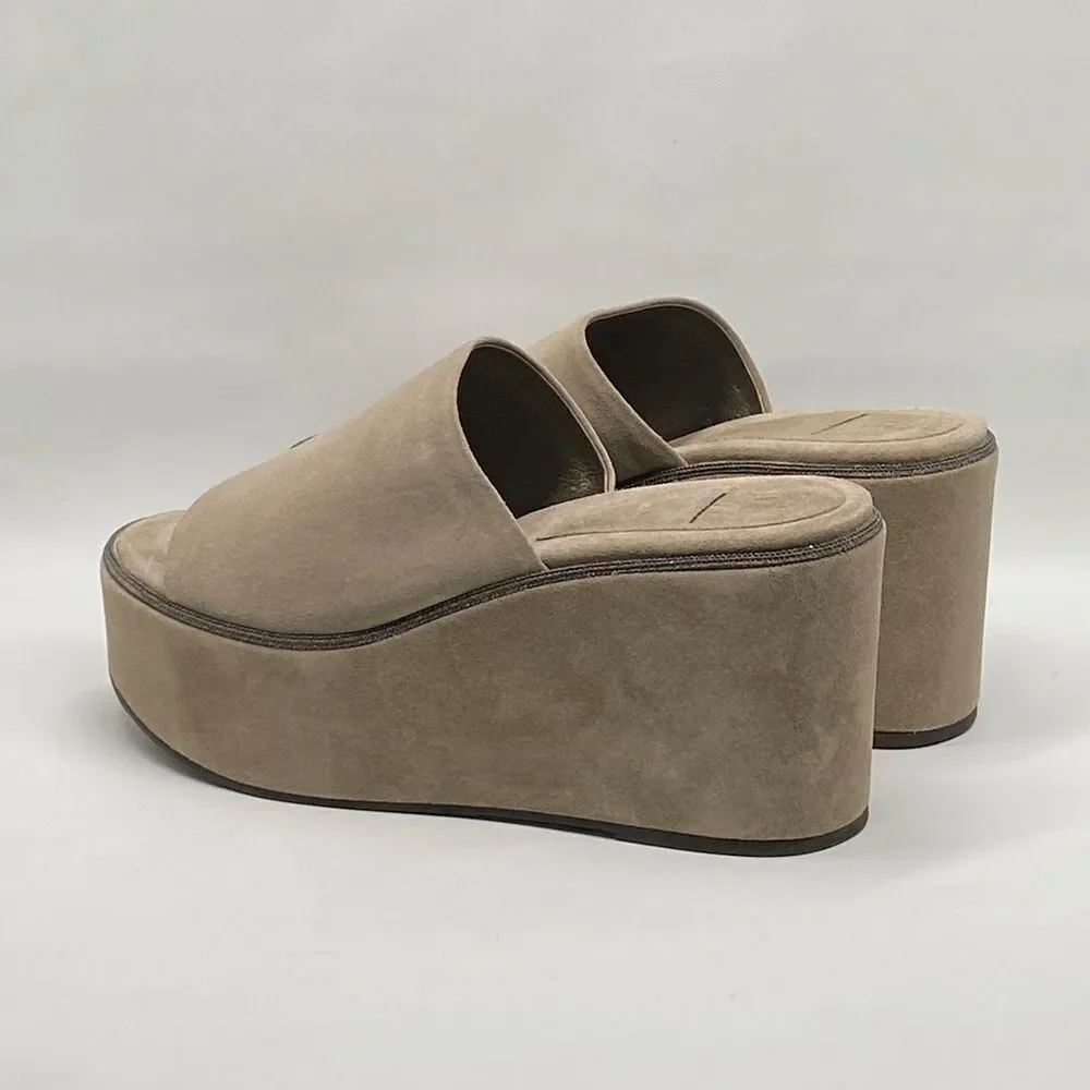 Brunello Cucinelli Suede Monili Platform Slide Sandals size 38
